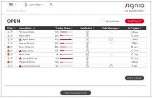 Signia-TeleCare-The-Future-of-Hearing-Care_Patient-list-HCP-portal-page